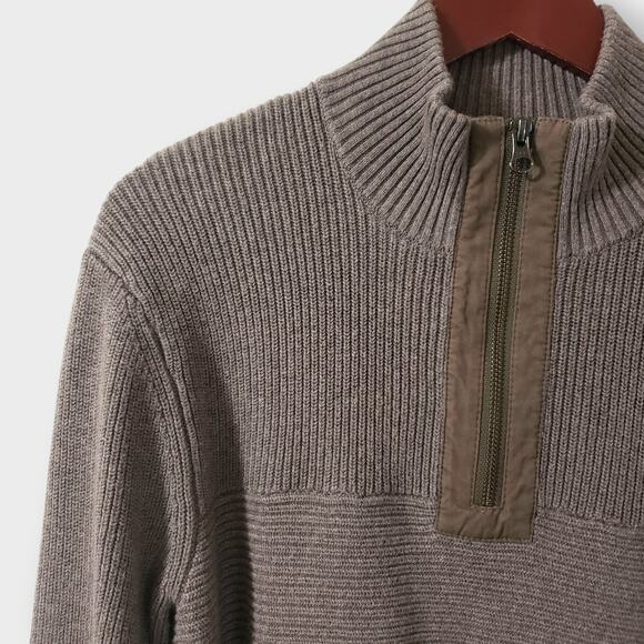 Toad&CO Mens Emmett 1/4 Zip Pullover Sweater Brown Organic Cotton Sz Small - Picture 4 of 12